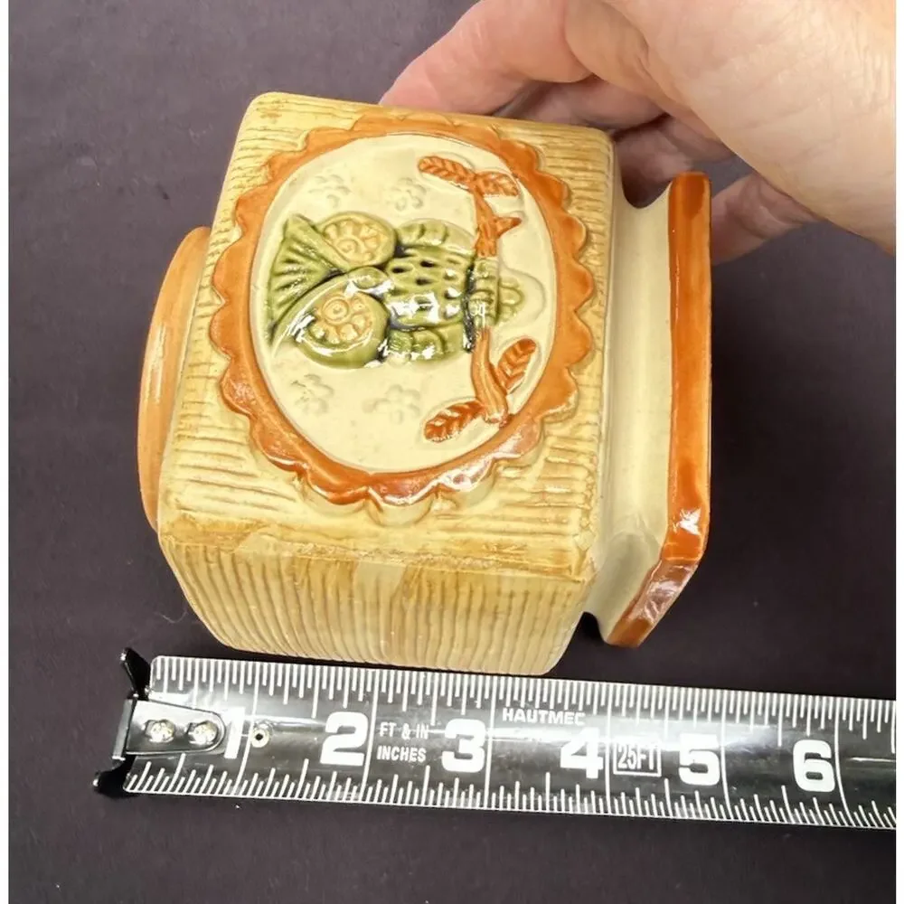 Vintage MCM 1960’s Owl Pottery Tea Jar With Cork Lid Rare!